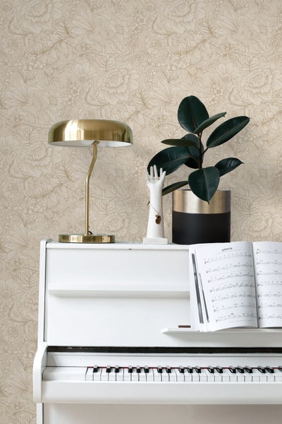 ESTAhome Tapete Blumenmuster Beige - 53 cm x 10.05 m - 139795