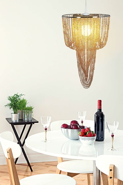 Hängeleuchte mit Perlenvorhang