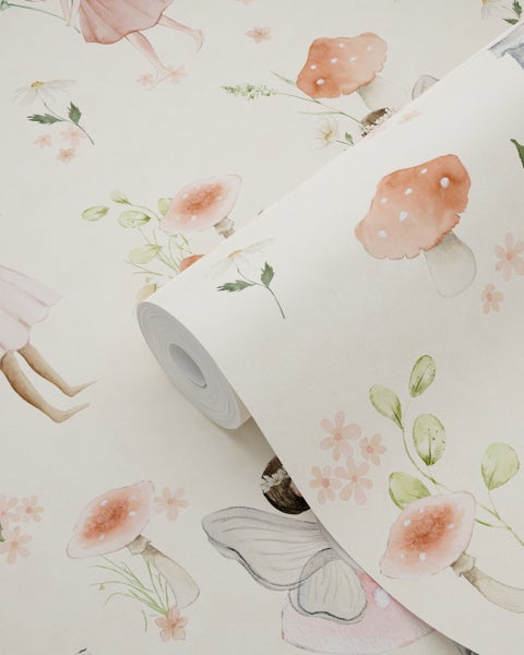 ESTAhome Tapete Elfen Rosa und Beige - 50 x 900 cm - 131342