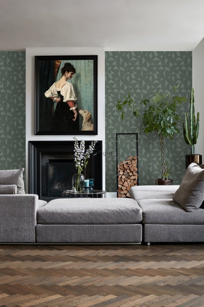 Origin Wallcoverings Tapete grafisches Muster in Gewebeoptik Grün - 0,53 x 10,05 m - 347755