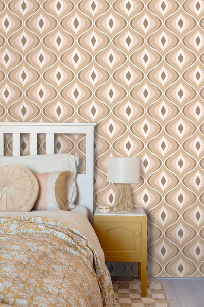 ESTAhome Tapete Retro-Ornamente Beige und Braun - 50 x 900 cm - 130985