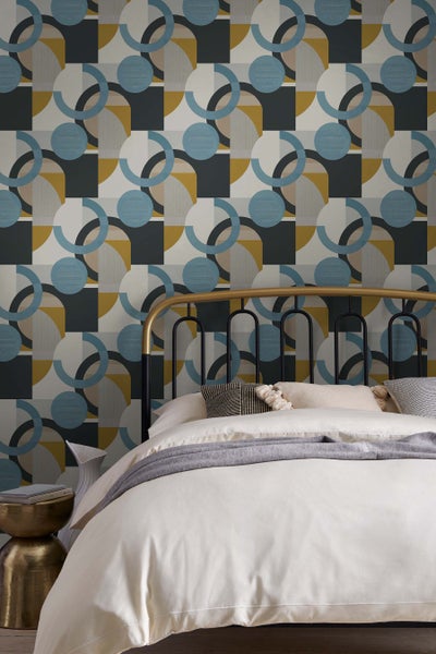 Next Vliestapete | Retro Shapes Geo - Blau - 10mx52cm