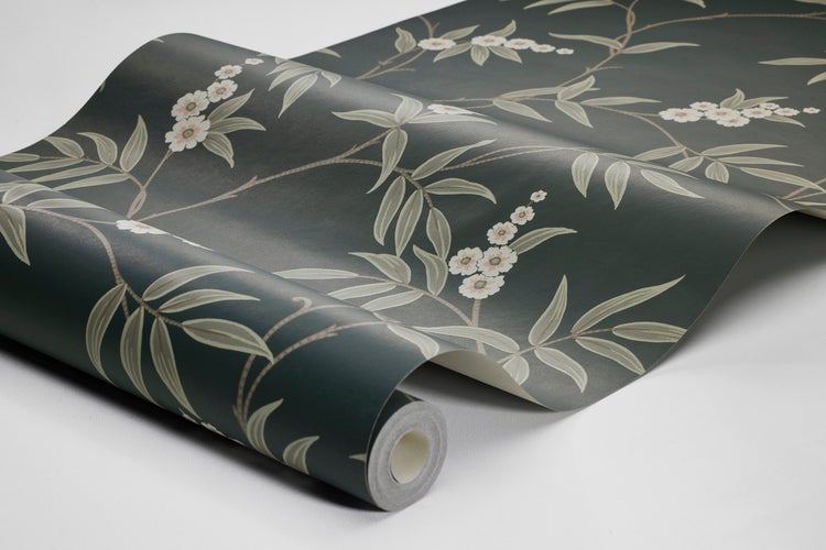 Borastapeter Tapete Blumen Dunkelblau und Grün - 53 cm x 10.05 m - 662654