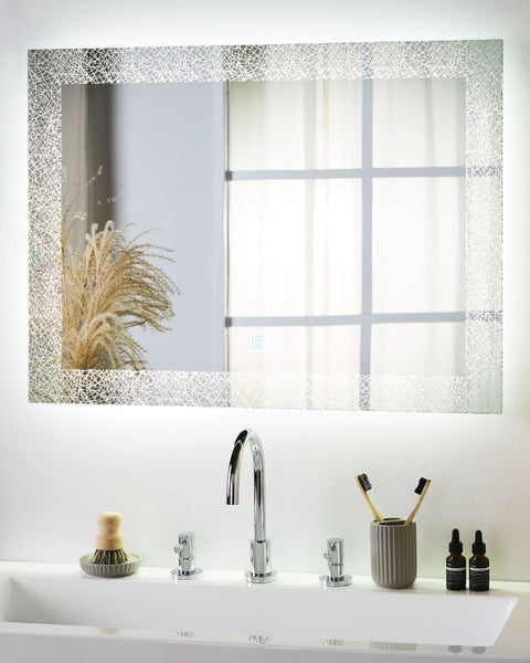 LED-Badezimmer-Spiegel NEXON 80 cm 60 cm Silber