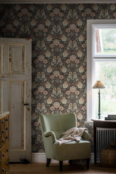 Borastapeter Tapete Blumenmuster im Jugendstil Braun - 53 cm x 10.05 m - 660399
