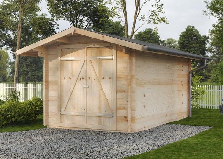 Alpholz Gerätehaus Emelie Gartenhaus aus Holz, Holzhaus mit 34 mm Wandstärke Blockbohlenhaus, Naturbelassen