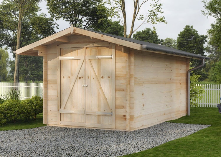 Polhus Gerätehaus Emelie Gartenhaus aus Holz, Holzhaus mit 34 mm Wandstärke, Blockbohlenhaus