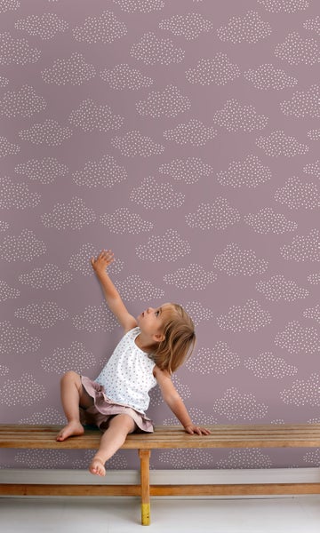 ESTAhome Tapete kleine Wolken Lila - 50 x 900 cm - 131225