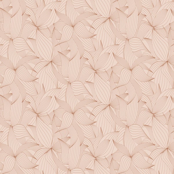 ESTAhome Tapete gezeichnete Blätter Rosa - 50 x 900 cm - 139495