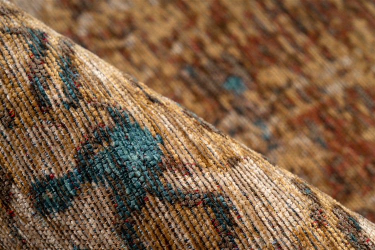 Kurzflor Teppich Elowa Sand / Blau Vintage 200 x 290 cm