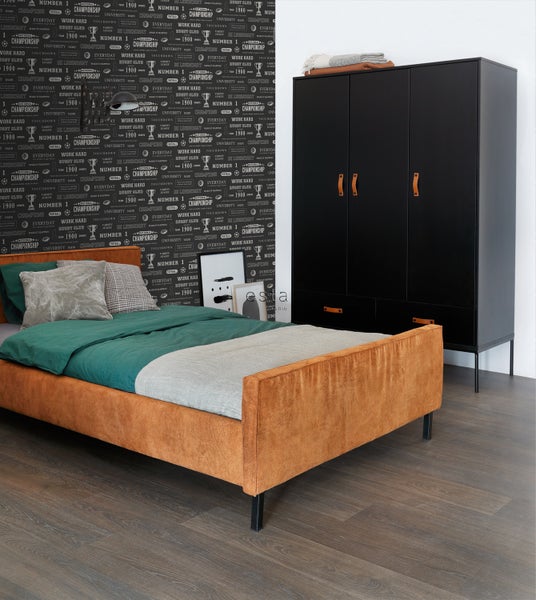 ESTAhome Tapete sportliche Sprüche Schwarz - 53 cm x 10.05 m - 128815