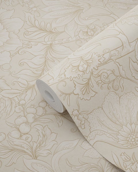ESTAhome Tapete Blumenmuster Beige - 53 cm x 10.05 m - 139795