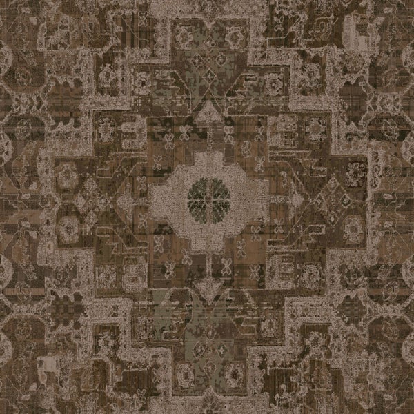 ESTAhome Tapete orientalisches Kelim-Patchwork Braun - 50 x 900 cm - 131360