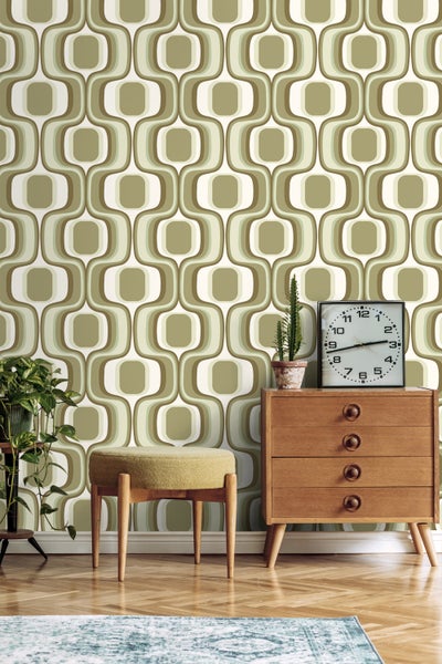 ESTAhome Tapete Retro-Ornamente Grün - 50 x 900 cm - 131586