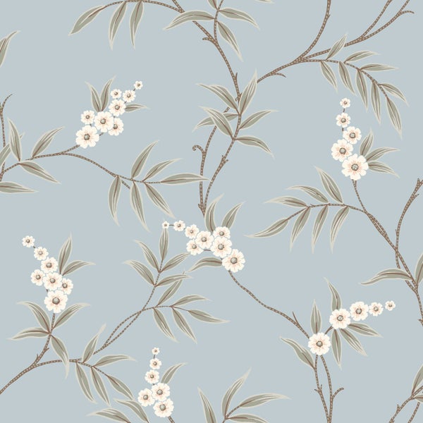 Borastapeter Tapete Blumen Blau - 53 cm x 10.05 m - 662645