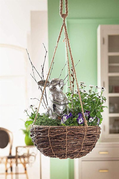 Dekoleidenschaft Pflanzenampel Coconut aus Kokoszweigen, Ø 31 cm, Blumenampel, Hängeampel, Hängeblumentopf