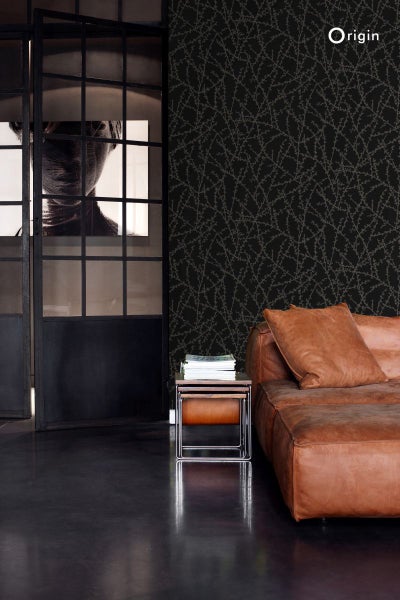 Origin Wallcoverings Tapete Blütenzweige Schwarz und Grau - 53 cm x 10.05 m - 345730