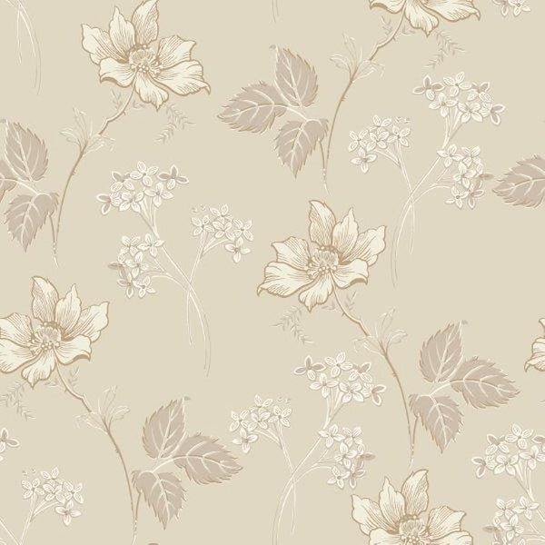 Borastapeter Tapete Blumen Sandbeige - 53 cm x 10.05 m - 660838