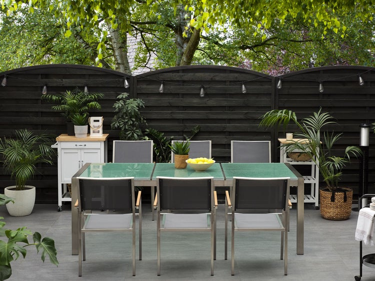 Gartentisch GROSSETO 220 cm 100 cm Crashglas Transparent