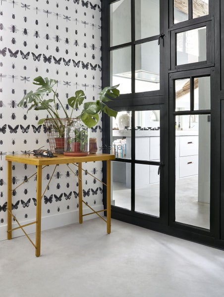 ESTAhome XXL-Vliestapete Zeichnungen von Insekten Schwarz-Weiß - 50 x 900 cm - 158827