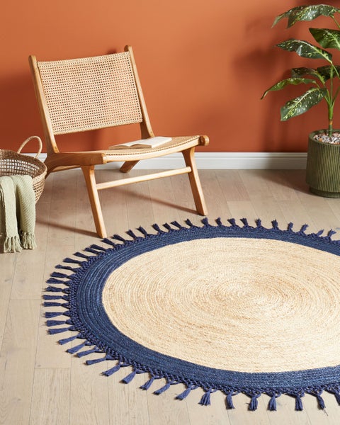 Teppich MARTS Dunkelblau ø 140 cm Jute