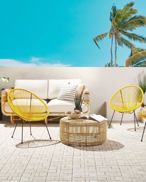 Gartenstuhl 2er Set ACAPULCO II Polyrattan Gelb