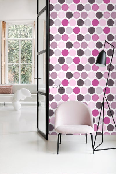 ESTAhome Tapete große Punkte Violett - 53 cm x 10.05 m - 138860