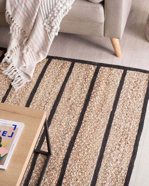 Teppich KARADONA Beige 140 x 200 cm Jute