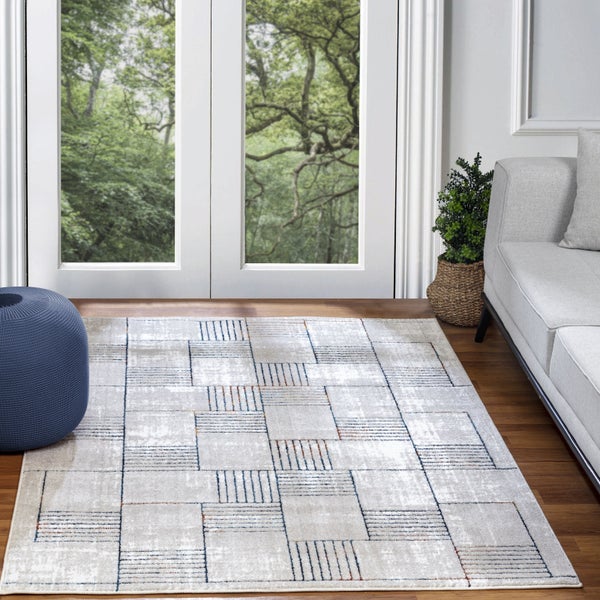 Moderner Skandinavischer Teppich Blau/Orange 200x275 cm IVY