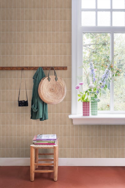 ESTAhome Tapete Fliesenmuster Beige - 50 x 900 cm - 131536