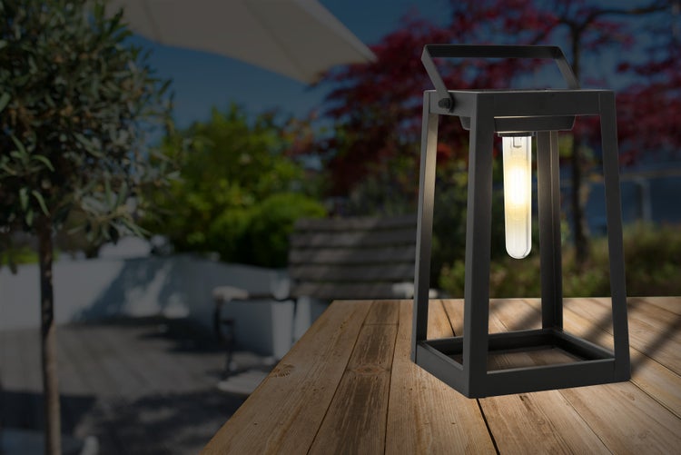 LED-Deko-Solarleuchte , für Außen, Deko - Metall und Kunststoff in Schwarz, mit integrierter LED