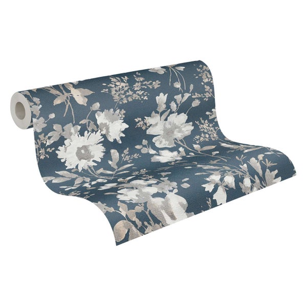 Eine Tapetenrolle mit Blumenmuster in flächiger Darstellung