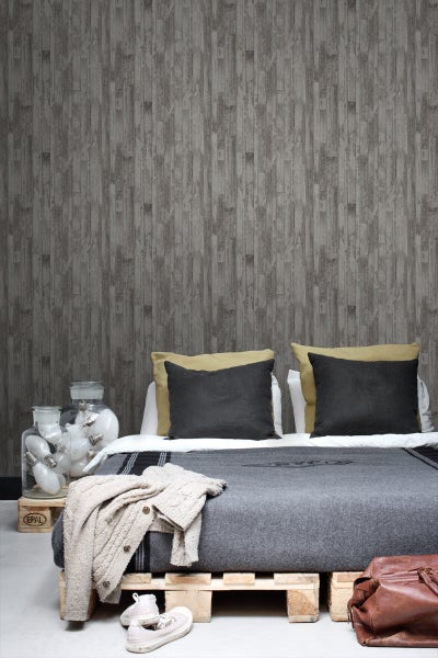 ESTAhome Tapete Holz-Optik Graubraun - 53 cm x 10.05 m - 128839
