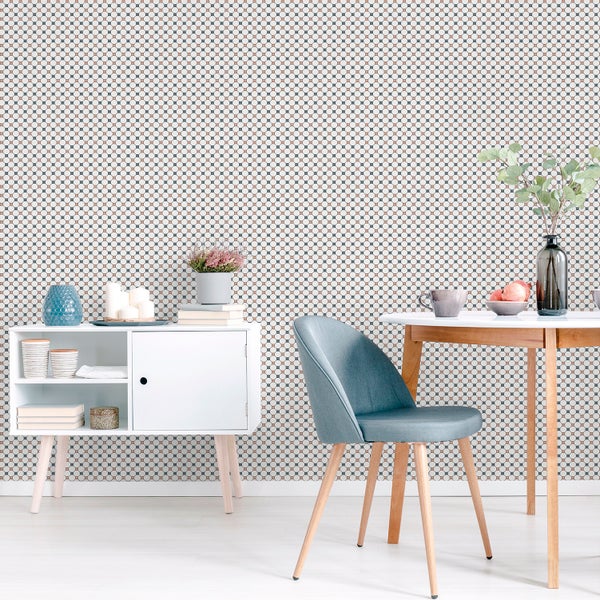 Sanders und Sanders Tapete Karomuster Beige und Dunkelblau - 53 cm x 10 m - 640355