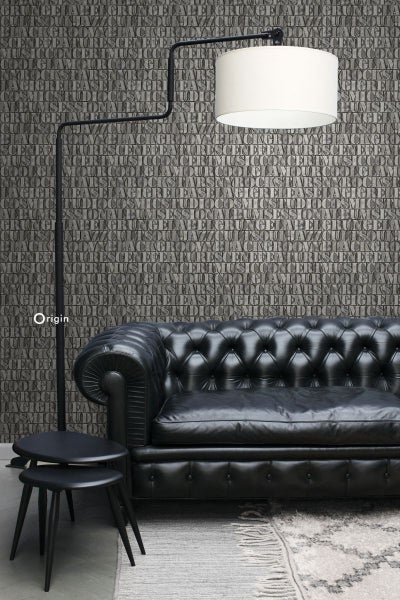 Origin Wallcoverings Tapete alte eiserne Druckbuchstaben Dunkelgrau - 53 cm x 10.05 m - 347591