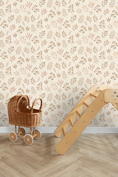 ESTAhome Tapete Blumenmuster im skandinavischen Stil Beige - 53 cm x 10.05 m - 139738