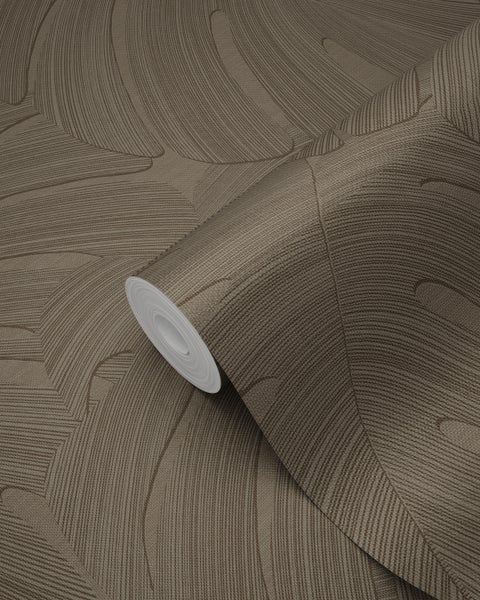 Origin Wallcoverings Tapete tropische Blätter Beigebraun - 53 cm x 10.05 m - 348026