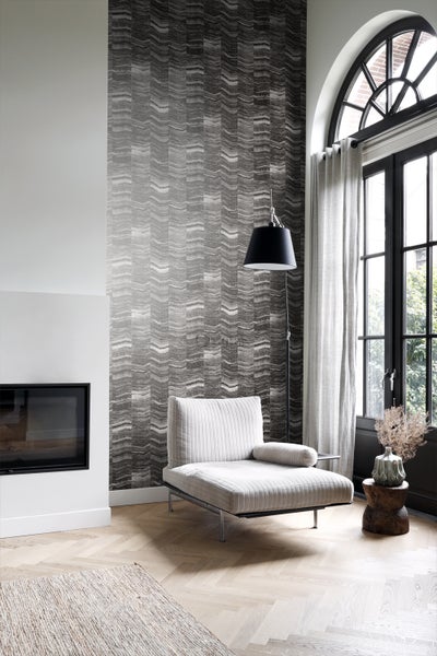 Origin Wallcoverings Tapete Zick-Zack-Mamorstreifen Schwarz - 53 cm x 10,05 m - 337250
