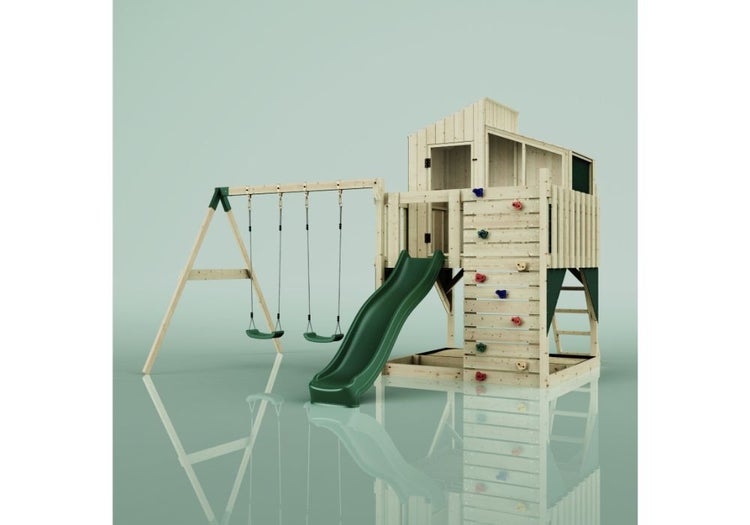 PolarPlay Spielturm Bosse aus Holz in Blau Babyschaukel