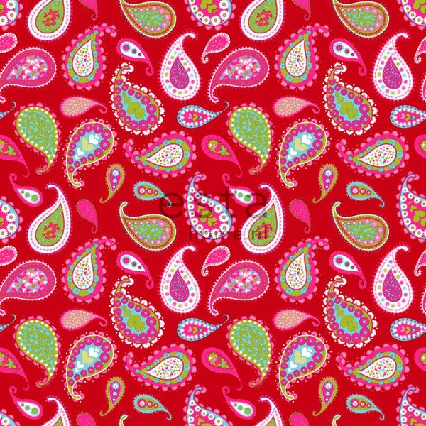 ESTAhome Tapete Paisley-Muster Rot - 53 cm x 10.05 m - 115738
