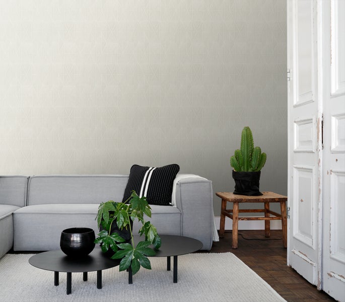 ESTAhome Tapete Origami-Muster Hellgrau - 53 cm x 10.05 m - 148714