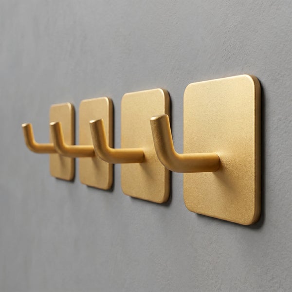 Vier quadratische Wandhaken mit Hakenfunktion zur Montage an der Wand