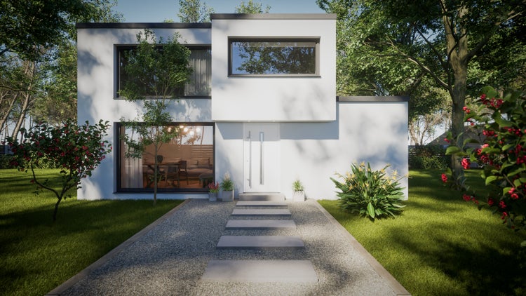 FM TÜREN Leon 68 Aluminium-Stahl Haustür Weiß 1100 x 2100 mm Links