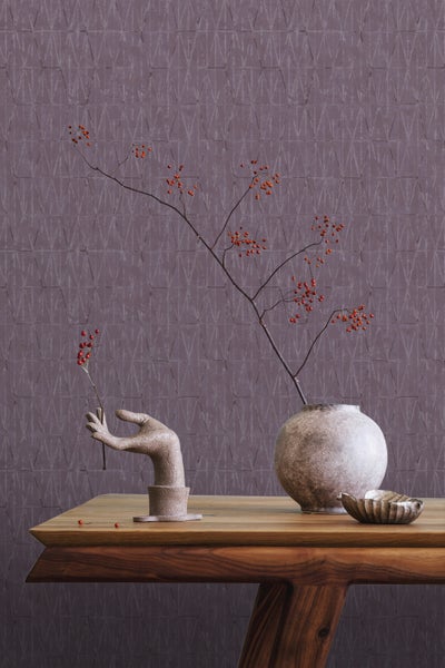 ESTAhome Tapete grafische Linien mauve-violett - 50 x 900 cm - 131416