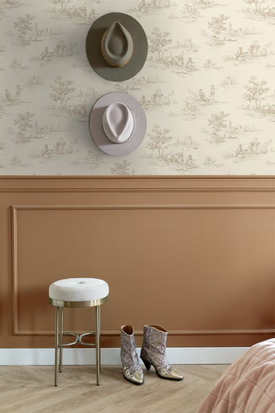 ESTAhome Tapete Toile de Jouy Hellbeige - 53 cm x 10.05 m - 139811