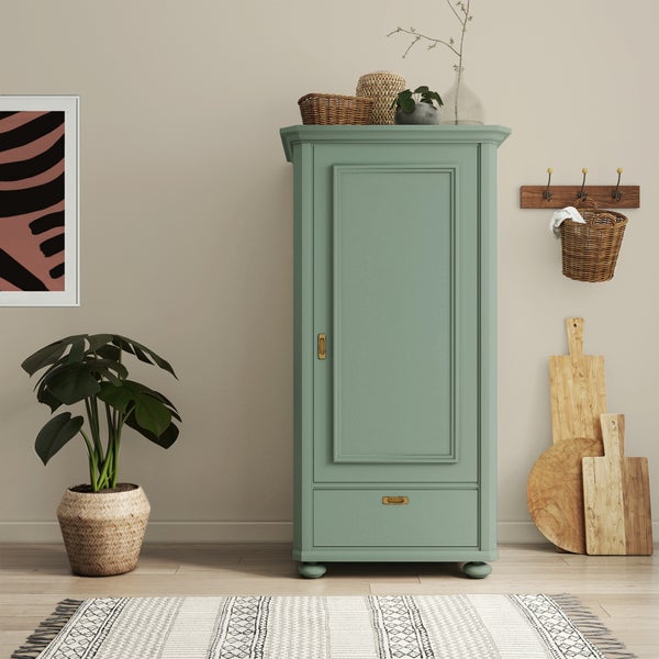 MissPompadour seidenmatte Holzfarbe - Grün mit Grau - 1 L, Möbelfarbe ohne Schleifen - Farbe für Holz, Metall, Kunststoff - Holzlack, Möbellack schnelltrocknend mit hoher Deckkraft