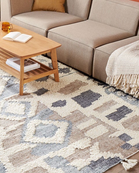 Teppich MRGAVET Beige 200 x 300 cm Wolle Kelim