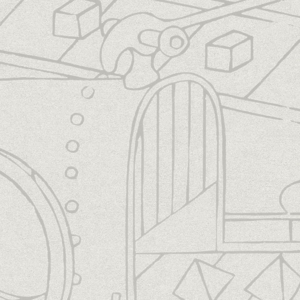 Tapete mit einem Muster von Werkzeugen und geometrischen Formen