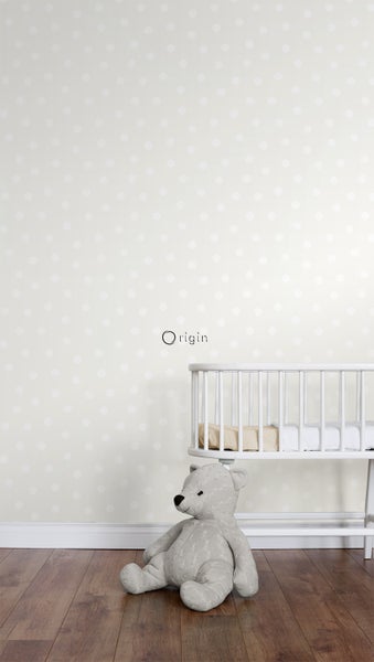 Origin Wallcoverings Tapete Punktmuster Weiß und Silbergrau - 53 cm x 10,05 m - 347513