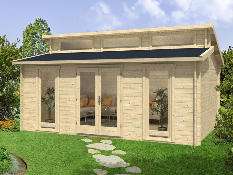 Alpholz Gartenhaus Narvig C Gartenhaus aus Holz, Holzhaus mit 40 mm Wandstärke, Blockbohlenhaus mit Montagematerial